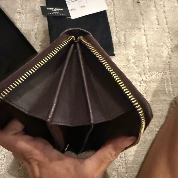 Saint Laurent Dark Brown Leather Clutch - Picture 9 of 16